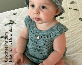 Patrón de crochet para conjunto de pelele con burbujas para niña de 6 a 9 meses