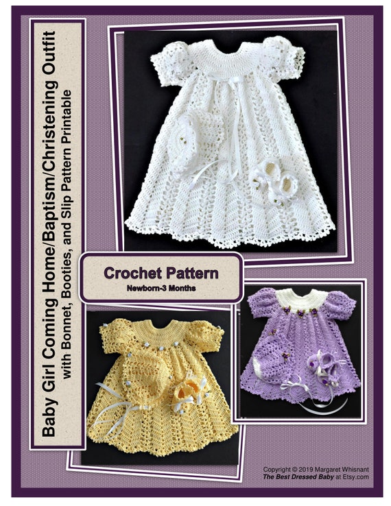 Robe De Baptême En Crochet Faite Main Avec Son Bonnet - Taille 00, Blanc, Personnage E.T.