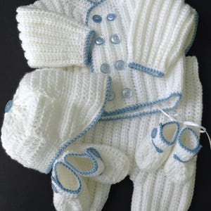 Patrón de crochet para traje de bautismo/regreso a casa para bebé recién nacido