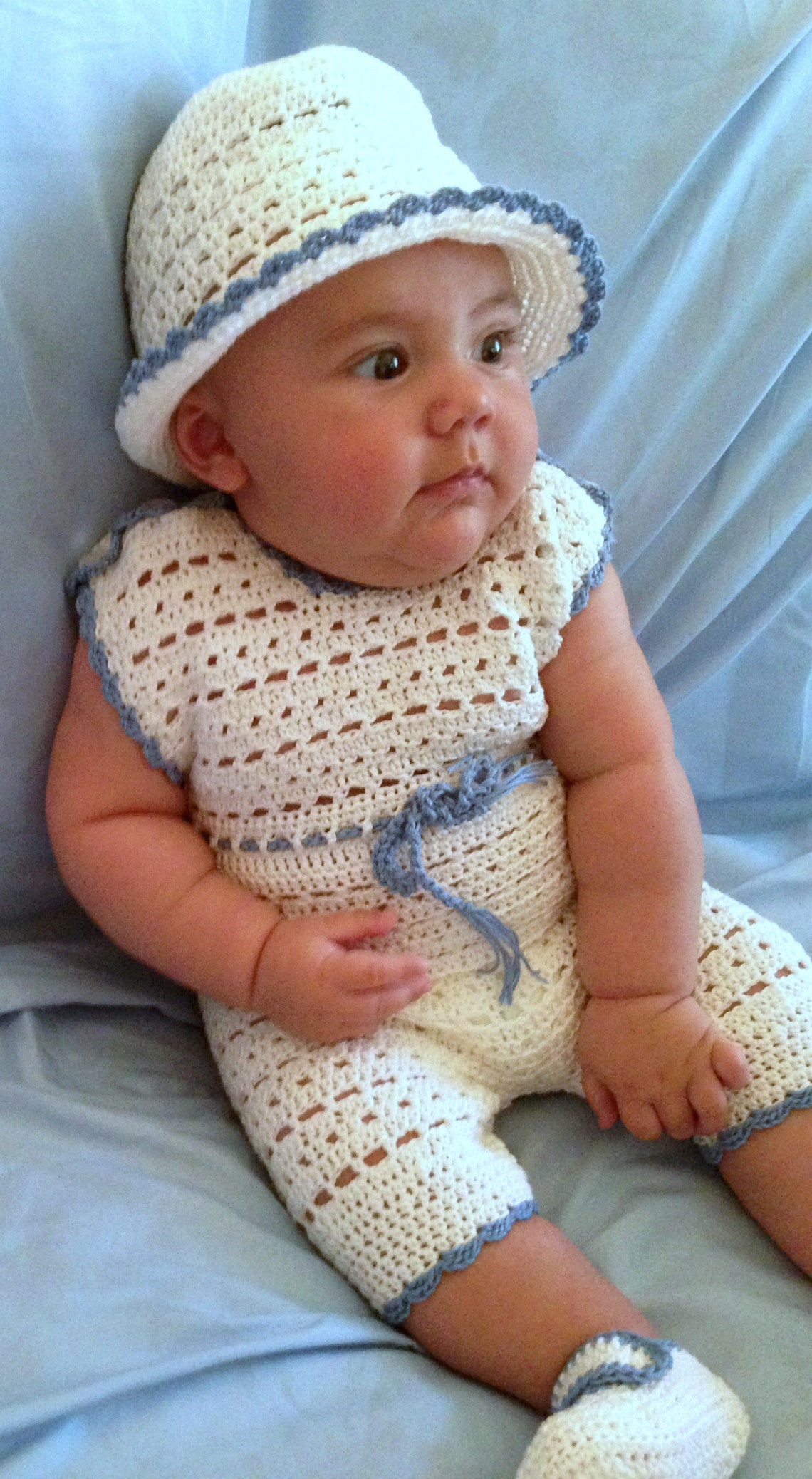 Crochet Pattern Baby Boy Romper Outfit 46 Months Etsy