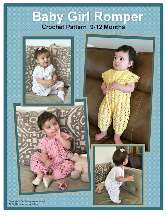 Baby Girl Romper/jumpsuit Crochet Pattern 912 Months Etsy
