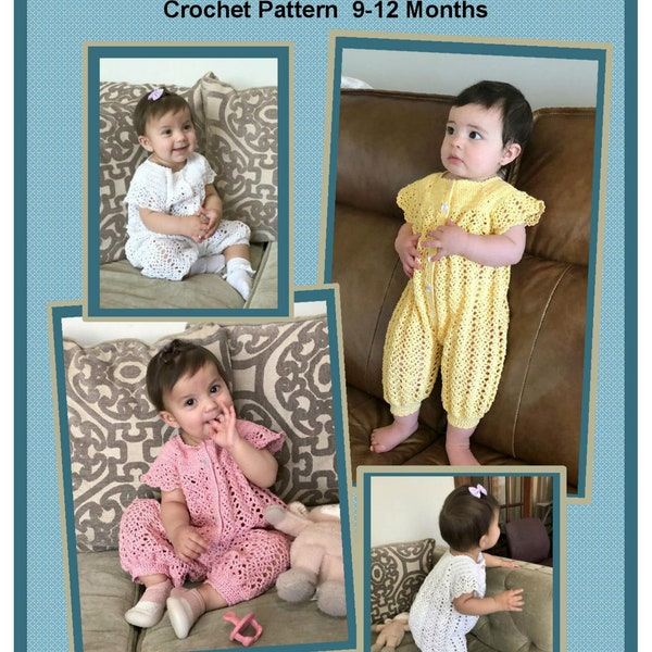 Baby Girl Romper/Jumpsuit Crochet Pattern 9-12 Months