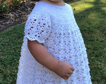 Crochet Pattern Baby Dress 2T to 3T Girl with Slip Printable