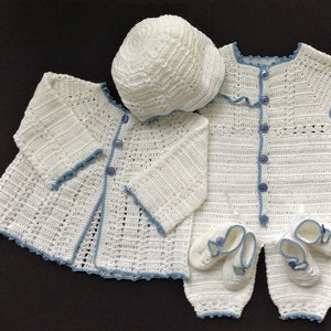 Baby Boy Coming Home/baptist/christening Outfit Crochet - Etsy