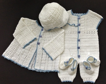 Newborn Baby Boy Coming Home/Baptism/Christening Outfit Crochet Pattern