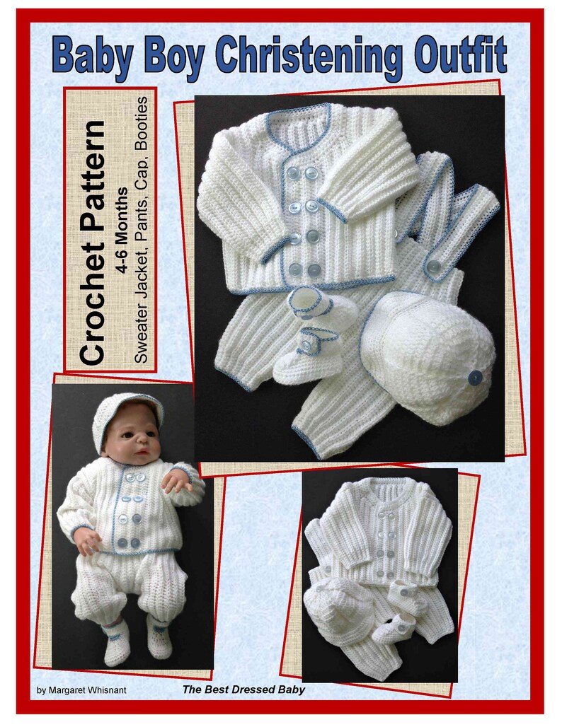 Baby Boy Christening Outfit Crochet Pattern Sweater Jacket Etsy