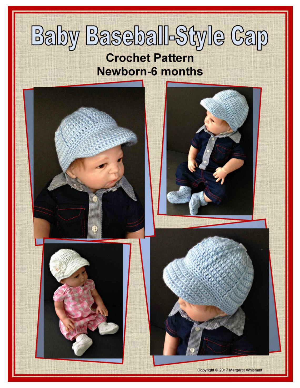 Baseball Cap Crochet Pattern for Baby Boy or Girl Newborn6 Etsy