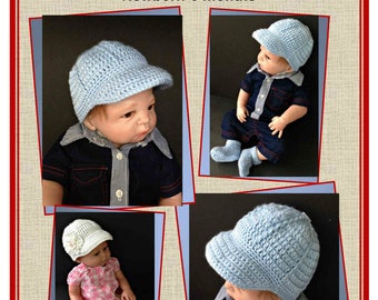 Baseball Cap Crochet Pattern for Baby Boy or Girl Newborn-6 Months