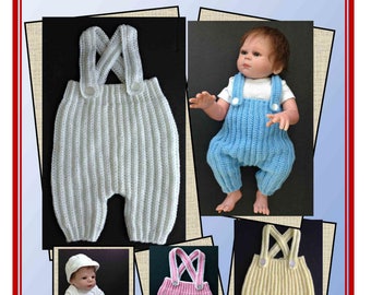 Crochet Pattern Baby Pants with Suspenders, Knee Length, Newborn-6 Months