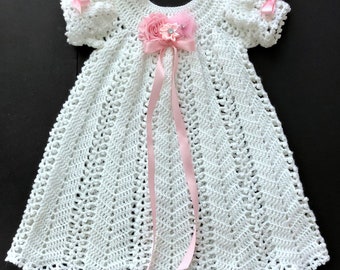 Christening Dress Crochet Pattern with Slip Pattern Printable:  4-6 Months
