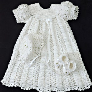 Newborn Baptism/Christening/Coming Home Outfit Crochet Pattern with Dress, Bonnet, Booties and Printable Slip Pattern