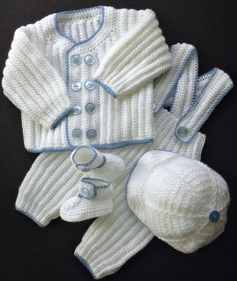 Baby Boy Christening Outfit Crochet Pattern Sweater Jacket Etsy