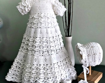 Little Ruffles Baptism Outfit for Newborn-3 Months Baby Girl Crochet Pattern