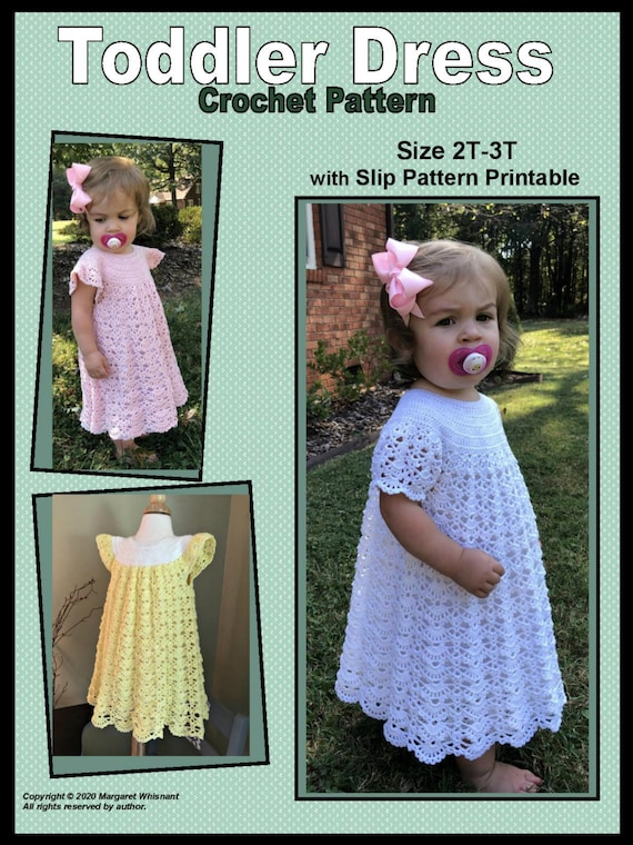 Crochet Pattern Baby Dress 2T to 3T Girl with Slip Printable | Etsy