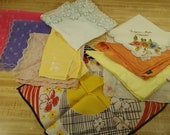 Vintage Lot of 10 Assorted Handkerchiefs Sheer Nylon and Silk Hankies