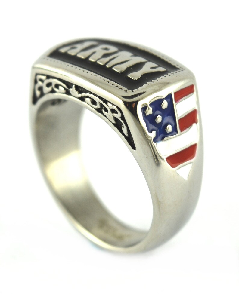 U.S. Military ARMY Ring Stainless Steel Size 5-15 Men's and Ladies ...