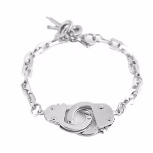 Stainless Steel Silver Adjustable Handcuff Bracelet - Classic Round Cuff