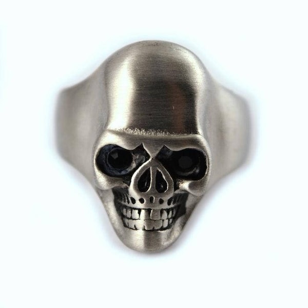 Heavy Metal Jewelry Gents Brushed Skull Ring Stainless Steel Motorcycle Biker Ring
