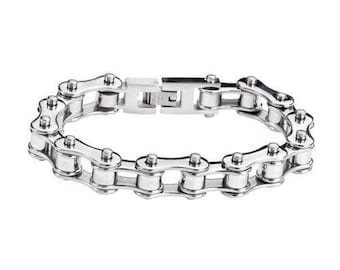 Heavy Metal Jewelry All Stainless 1/2 inch Wide Original Design Unisex Stainless Steel Motorcycle Chain Bracelet SK1123
