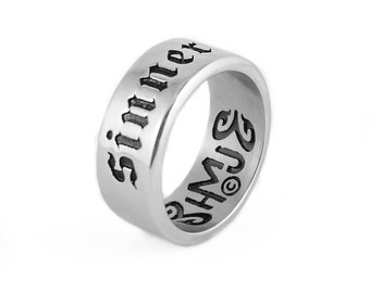 Heavy Metal Jewelry Sinner® Wide Band Ring Stainless Steel Motorcycle Jewelry