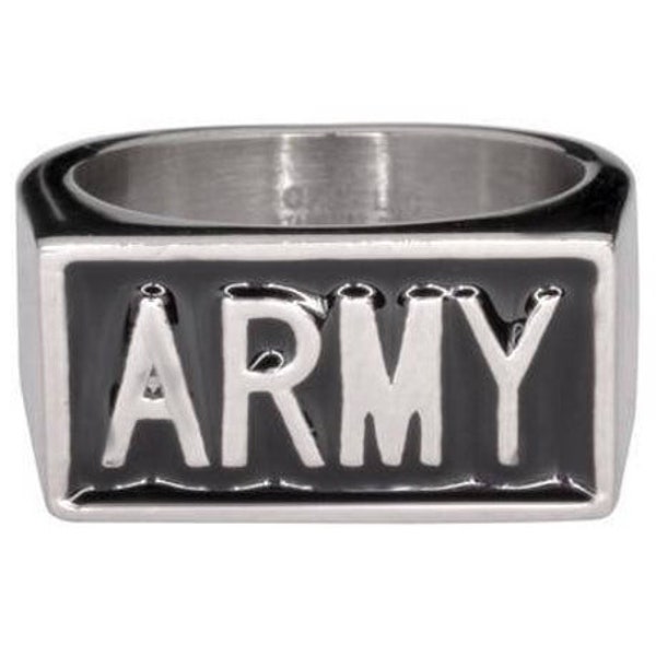 Mens Army Ring Stainless Steel Military Heavy Metal Gents Biker Jewelry 316L Size 9-15 SK1722