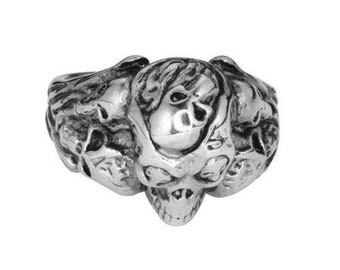 Heavy Metal Jewelry Multi Skull Ring Stainless Steel Motorcycle Jewelry