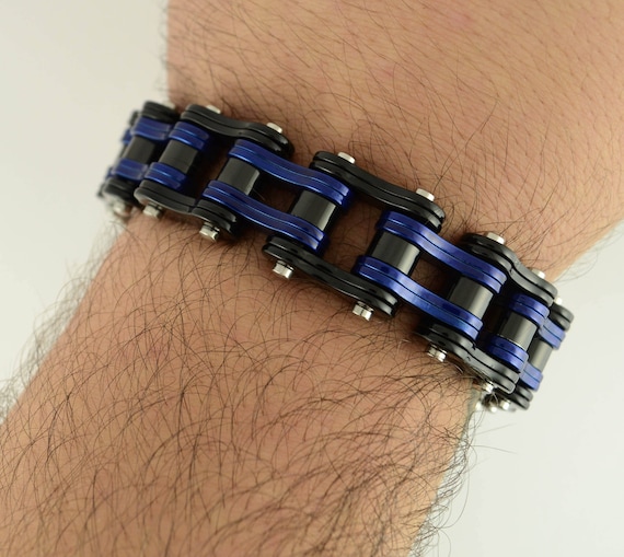 Heavy Metal Jewelry Two Tone Black Blue Police Special 3 4 Inch