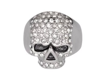 Heavy Metal Jewelry Ladies Bling Skull Imitation Diamond Ring Stainless Steel Motorcycle Jewelry