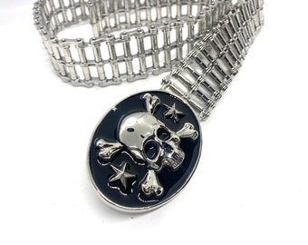 Mens Easy Rider Belt 1.5 Wide With Skull Buckle Primary Chain Belt Old School Etsy