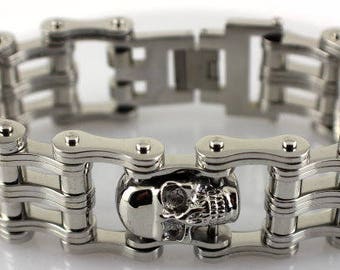 10" Motorcycle Bike Chain Bracelet USA Seller! 9" 9.5" Gunmetal 1" Wide 8.5"