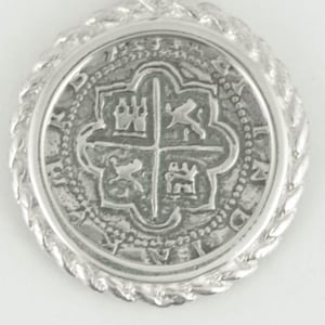 Replica Rope Bezel Atocha Pirate Coin 2 Reale Silver Coin Pendant Mel Fisher Florida