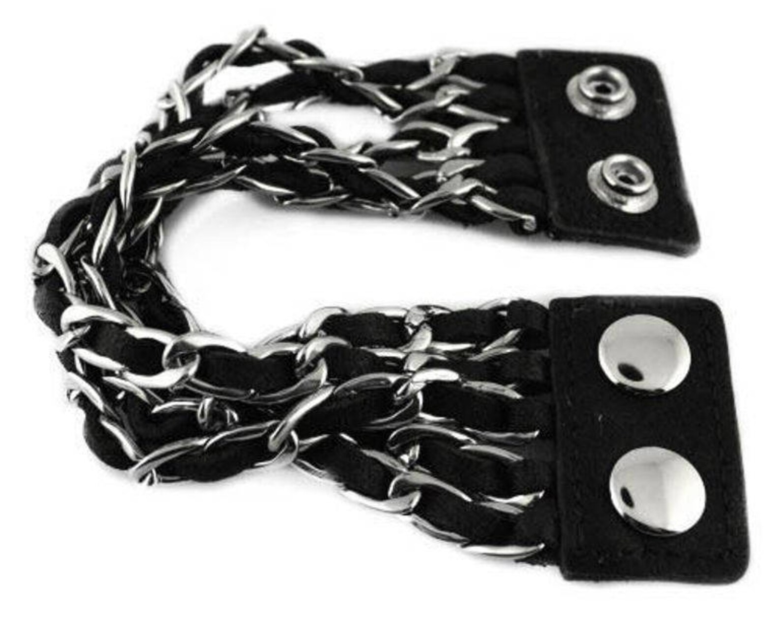 Women's Stainless Steel Chain Leather Bracelet USA Seller Etsy