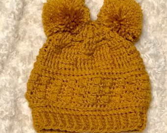 BABY SHOWER GIFT | Double Pom Pom Hat | Baby Girl Coming Home Outfit | Baby Girl Hat|