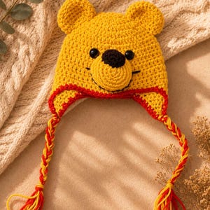 NEWBORN BABY GIFT Crochet Pooh Bear Hat Newborn Hat Baby Shower Gift Baby Hat bild 1