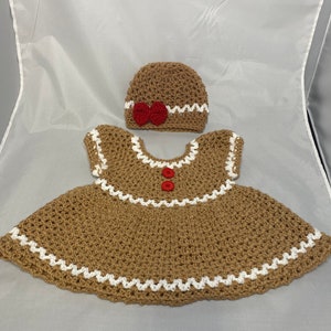 BABY GIRL CHRISTMAS gingerbread dress and hat | baby Christmas dress