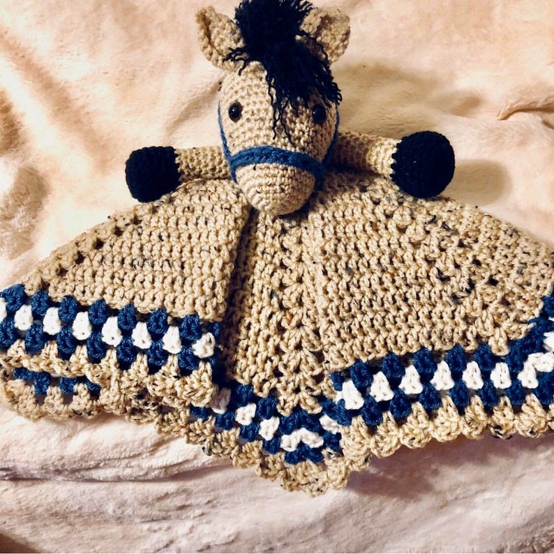 BABY GIFT LOVEY | Horse Blanket |Newborn Gift Baby blanket | Baby Shower Gift | Horse Lovey Blanket | Horse Security blanket image 2