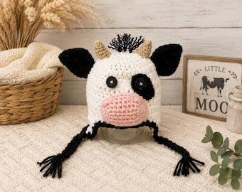 PDF CROCHET PATTERN Cow Hat Pattern Newborn
