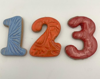 3 Numbers - Mosaic Tile Handmade Decorative Stoneware Assorted Colors (1” - 1 7/8”) Ceramic Numbers, Your Color, Your Numbers