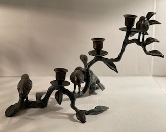 Brass bird candelabra 3 candles