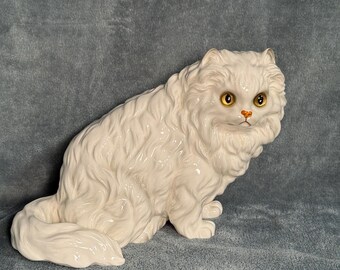 Figura de gato persa blanco de porcelana Norcrest
