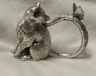 SET DE 4 portaanillos de servilleta de gato y mariposa Arthur Court RARE