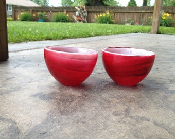 Beautiful Red art glass bowls made in Spain