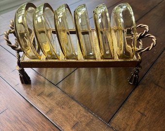 Hermoso juego de posavasos amarillos de mediados de siglo.