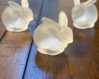 Adorables portavelas de conejito de cristal satinado x 3