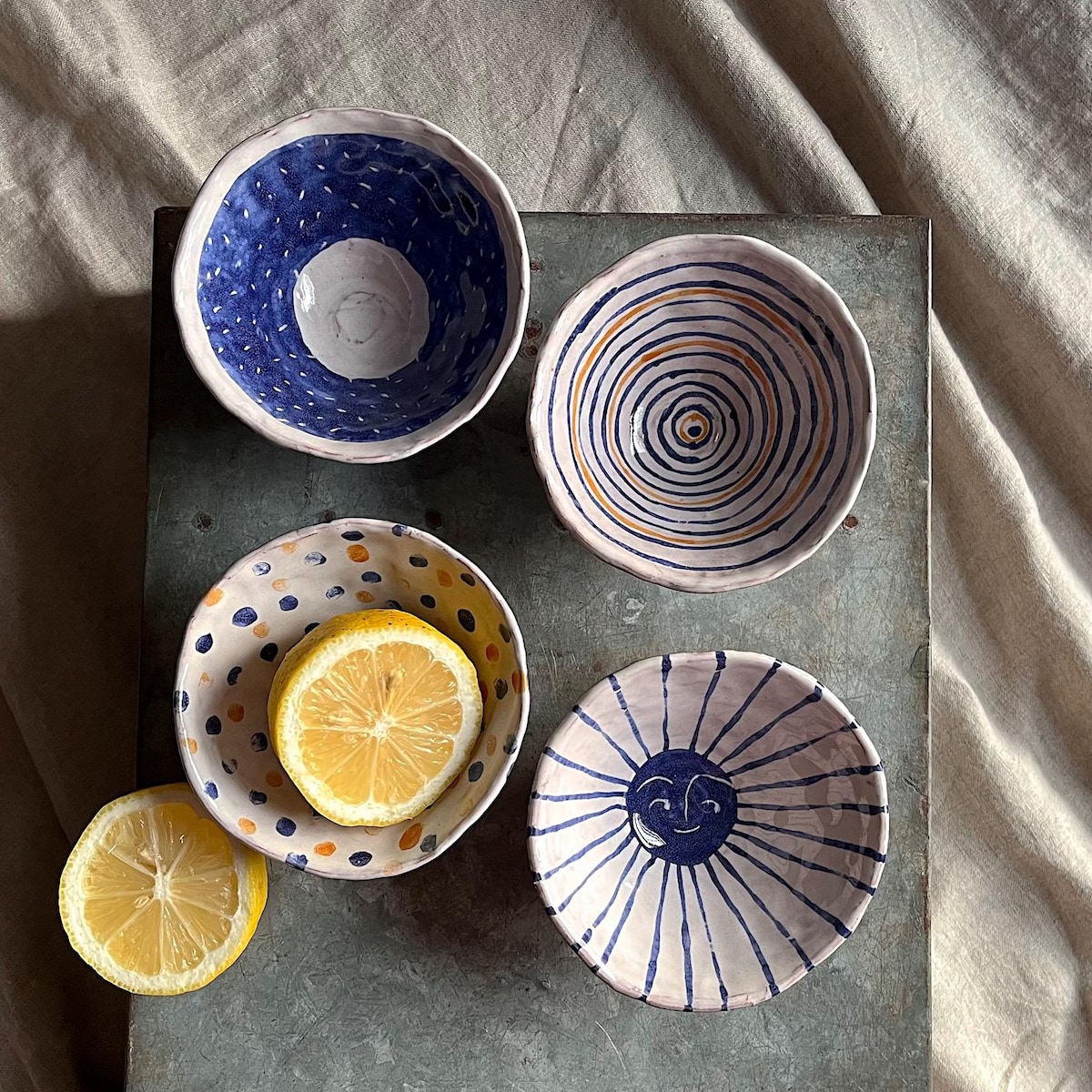 Small Bowl Set (4pc.), Small Pinch Pot Bowls, Handmade Mixed Pattern Bowl Set - Etsy