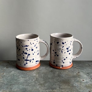 blue speckled mug, handmade pottery mug