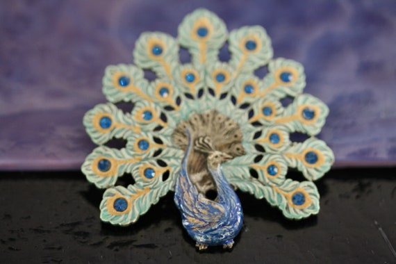 Catherine Popesco France Vintage Peacock Brooch P… - image 3