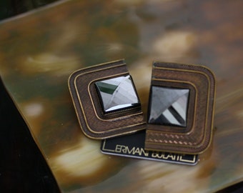 Ermani Bulatti Vintage Art Deco Architectural Clip On Earrings