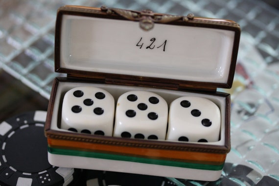 Unique Limoges Porcelain Dice Box View 3