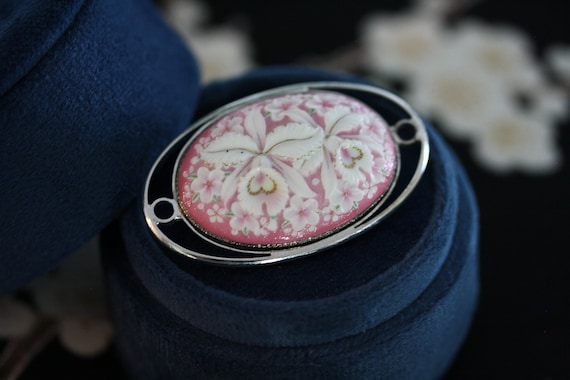 Signed Vintage Toshikane Sterling Silver and Porcelain Japanese